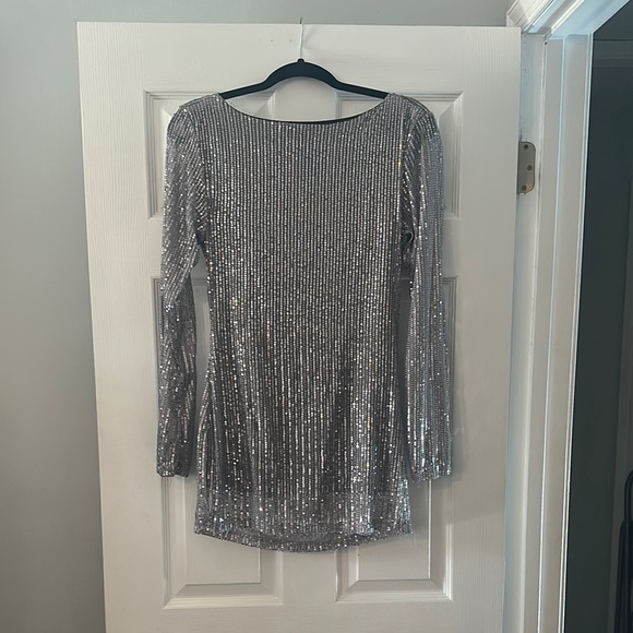 Dresses & Skirts - Silver Sequin Micro Mini Dress